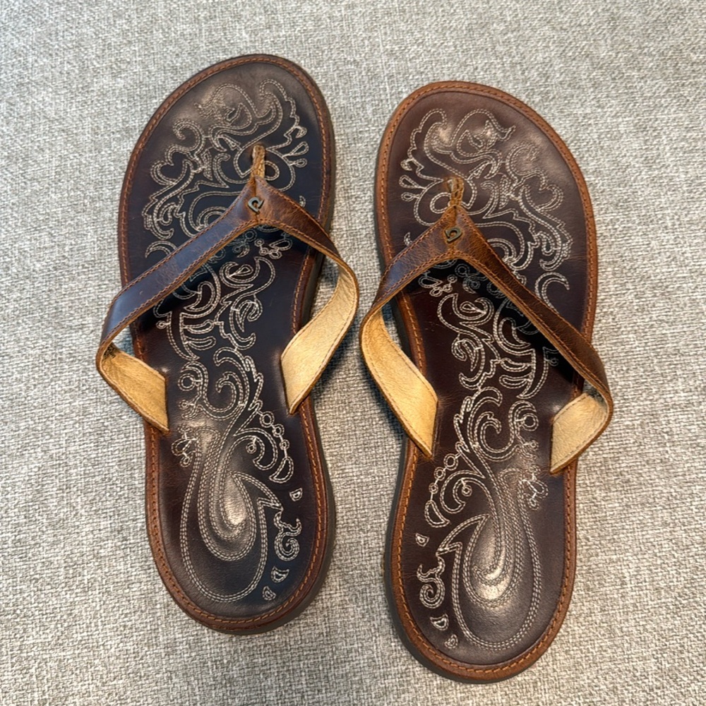 Olukai Paniolo Women’s Leather Flip Flops